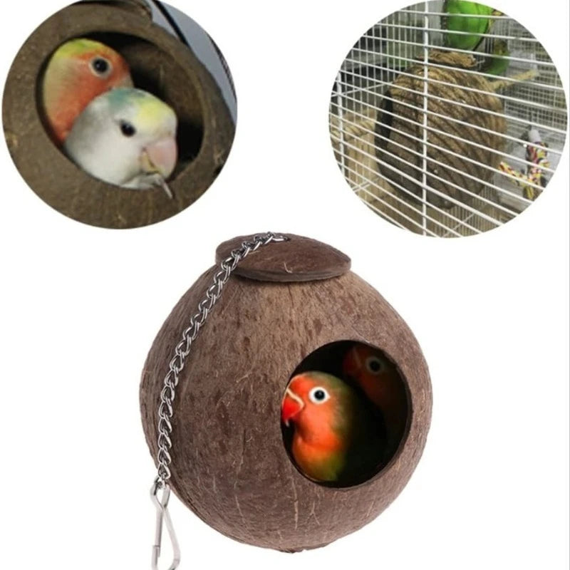 1Pc Natural Coconut Shell  Bird Nest  Parrot Budgie Parakeet Cockatiel Conure