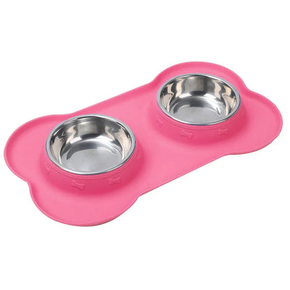 Stainless Steel Feeder Silicone Anti-spill Cats Dog