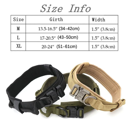 Heavy Duty Tactical Dog Collars with Patch Training  Medium and Large Dogs