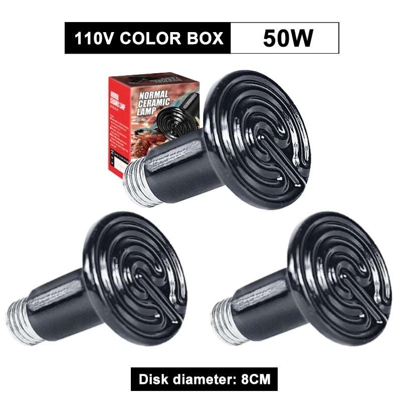 3PCS Reptiles Far Infrared Heating Bulb 220V/110V 25W 50W 75W 100W E27