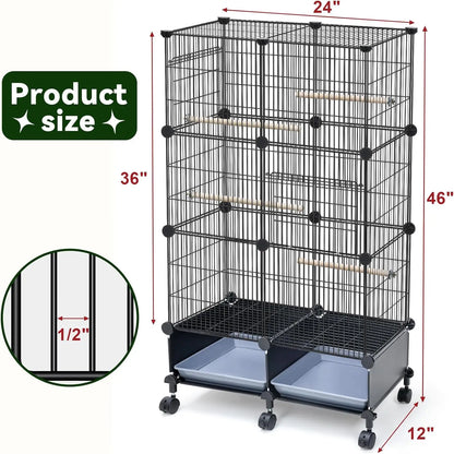 46-Inch Spacious Bird Cage  Slide-Out Tray, Water Bottle & Feeder