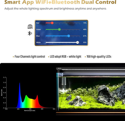 Smart Aquarium Light with WiFi & Bluetooth Control Temperature Sensor for Freshwater Tanks (12-18 in)