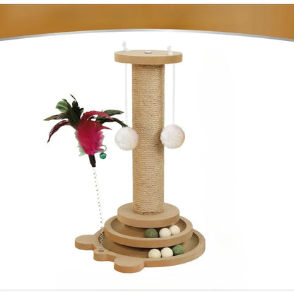 Tall Sisal Cat Scratching Post with Hanging Ball – Vertical Scratcher for Indoor Cats & Kittens, Interactive Toy Included