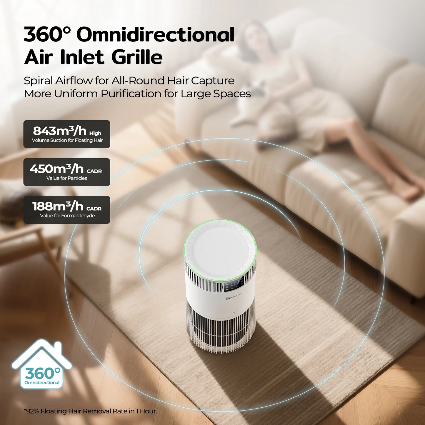 Amicura P2 Air Purifier for Pet Allergy Sufferers