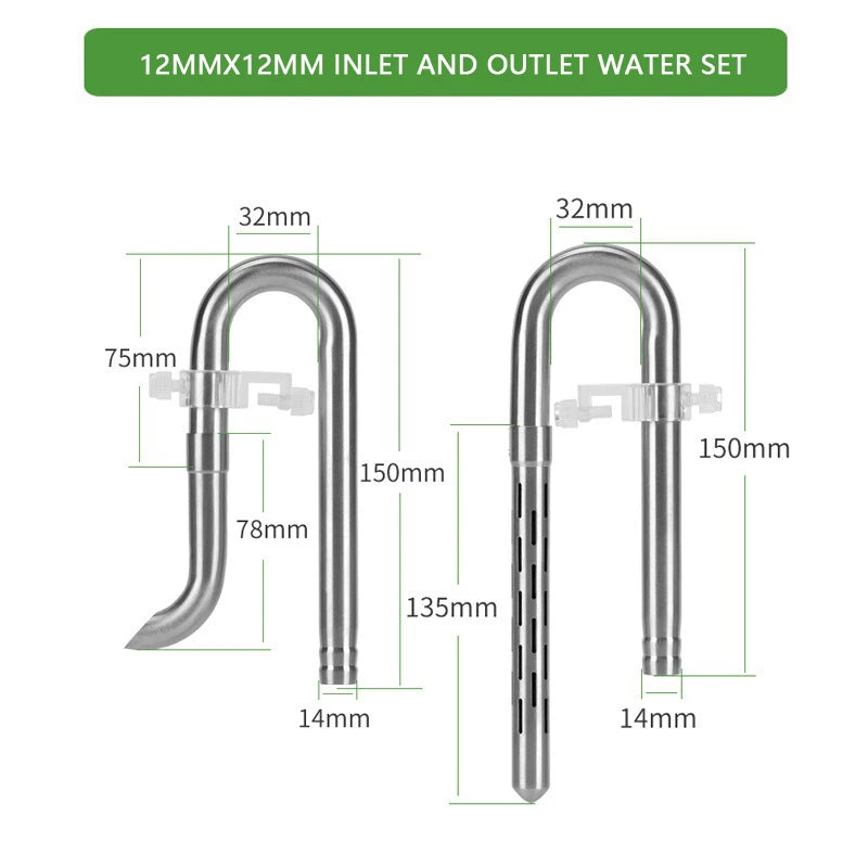 Fish tank inlet and outlet filter stainless steel tube
