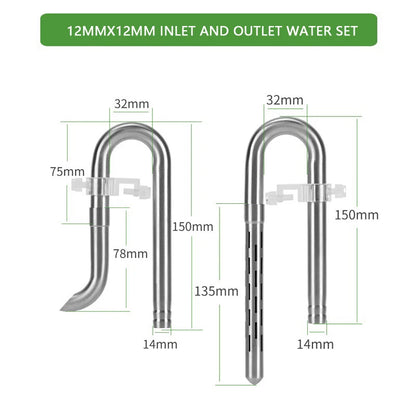 Fish tank inlet and outlet filter stainless steel tube
