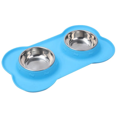 Stainless Steel Feeder Silicone Anti-spill Cats Dog