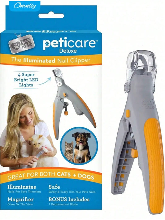 Omnliy LED Pet Nail Clipper for Dogs & Cats, 5X Magnification, Nail Trapper