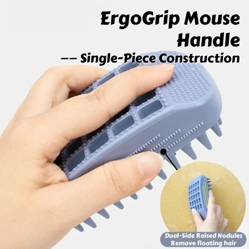 Silicone Bath Massage Brush fur Removal for Cats/Dogs - Collects 90% Wet Hair