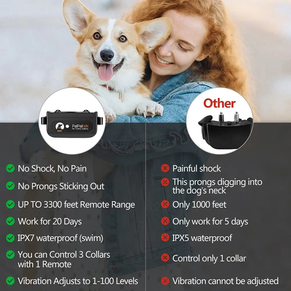 No Shock Dog Training Collar  IPX7 Waterproof Electric Collar with Remote