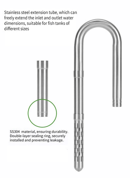 Fish tank inlet and outlet filter stainless steel tube