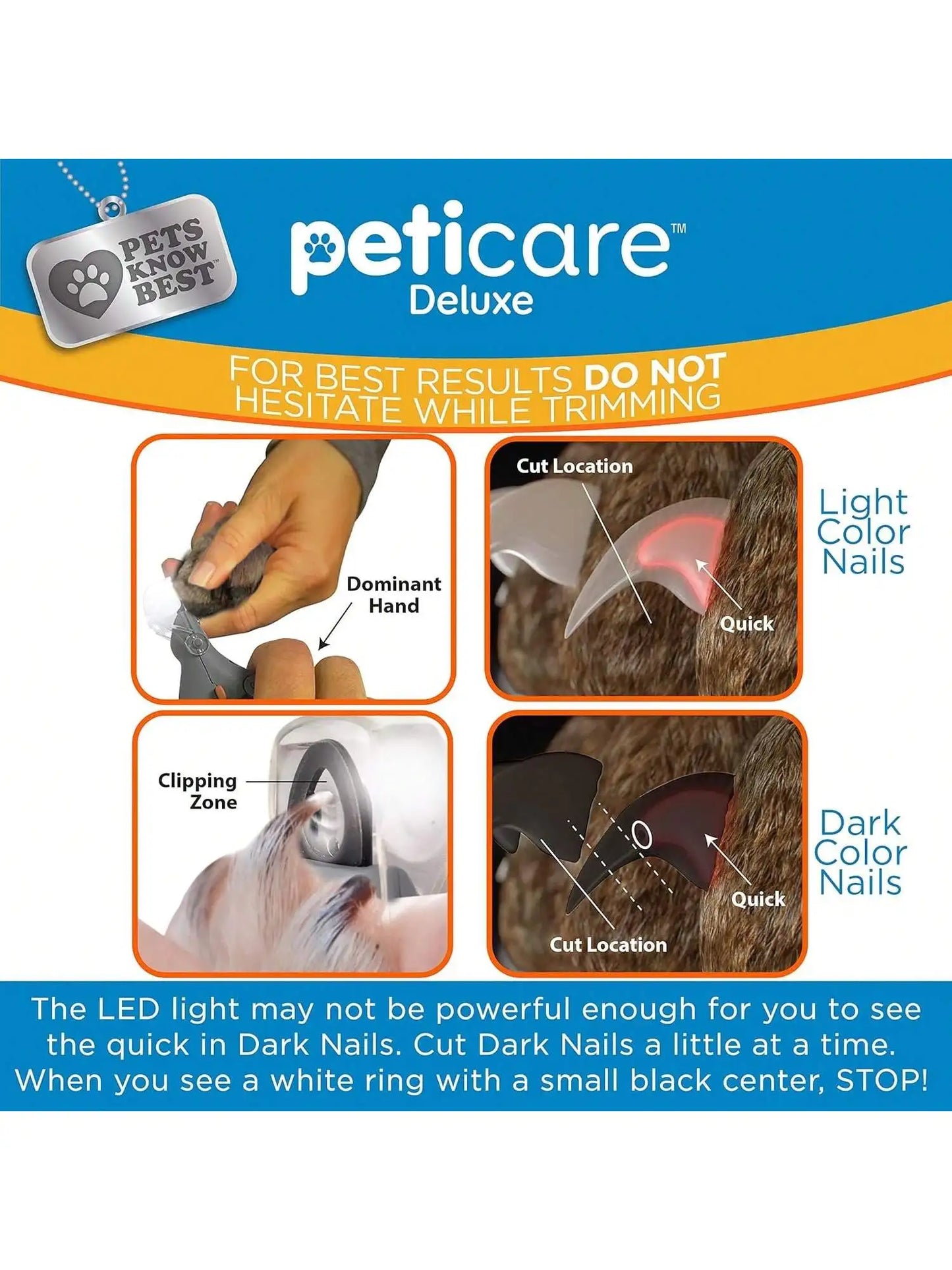 Omnliy LED Pet Nail Clipper for Dogs & Cats, 5X Magnification, Nail Trapper
