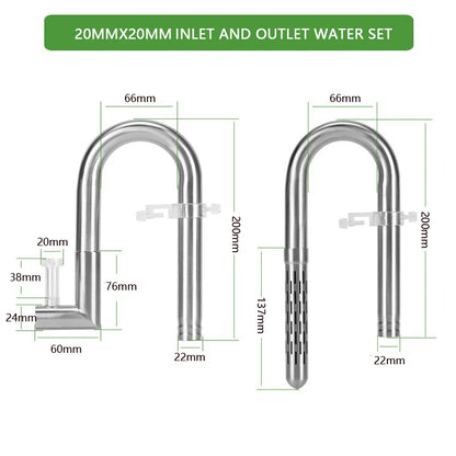 Fish tank inlet and outlet filter stainless steel tube
