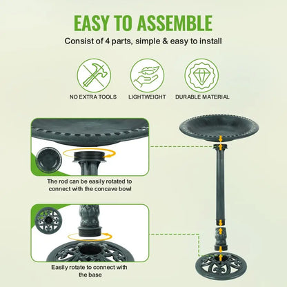 Expressions Outdoor Garden Bird Bath Green Weather Resistant