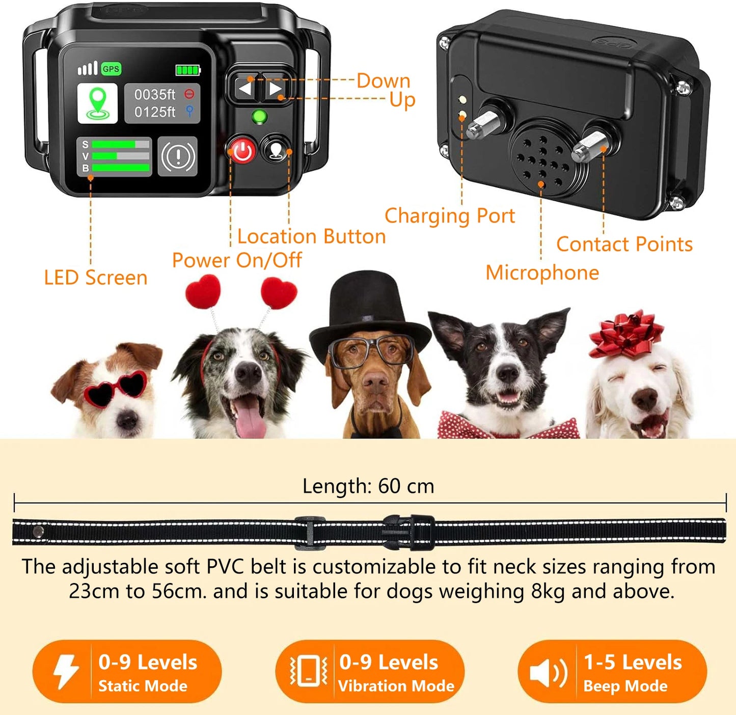 GPS Wireless Dog Fencing System GPS Electric Satellite Technology, 15 ~ 200