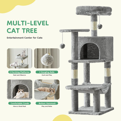 44In Cat Tall Multi-Cat Climbing Tower Scratching Posts Stable