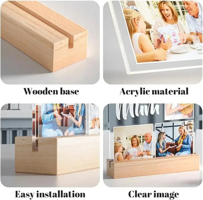 Personalized Pet Photo  Frame Acrylic Wooden Base  Cat Dog Pet Loss Christmas Gift