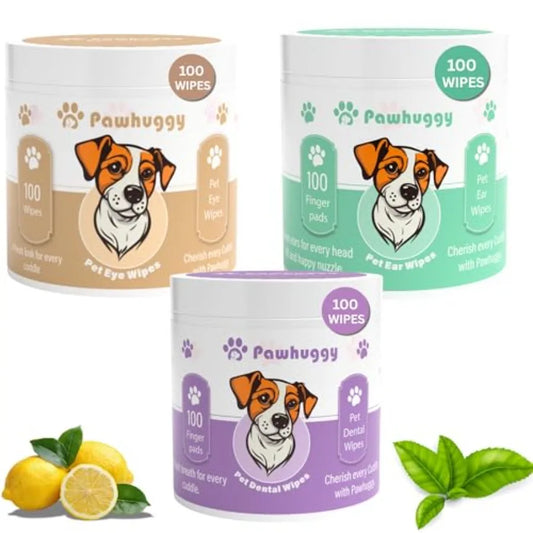 Pet Dental Ear and Eye Cleaning Wipes for Dogs and Cats