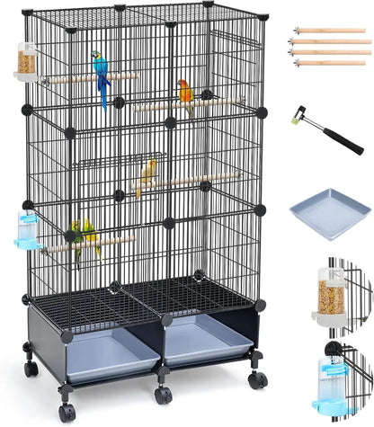 46-Inch Spacious Bird Cage  Slide-Out Tray, Water Bottle & Feeder