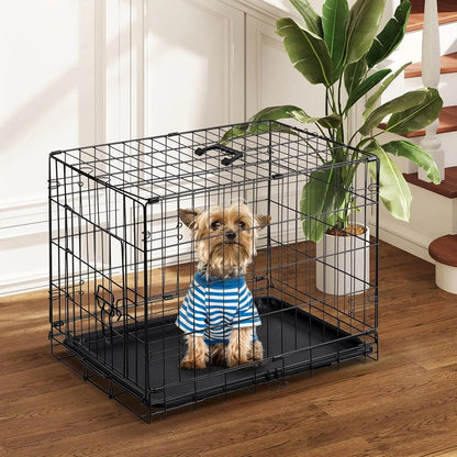 24 Inch Small Single Door Dog Cage with Leak-Proof Pan Tray
