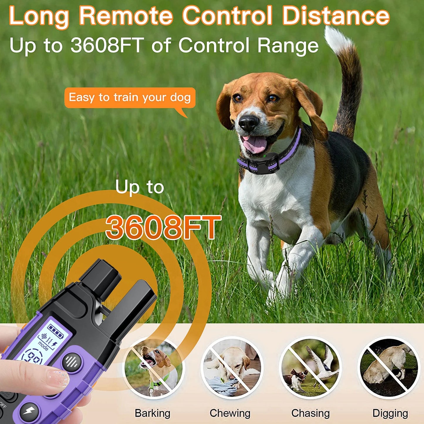3300Ft Electric Dog Training Collar Remote Control Waterproof  Vibration Shock Beep