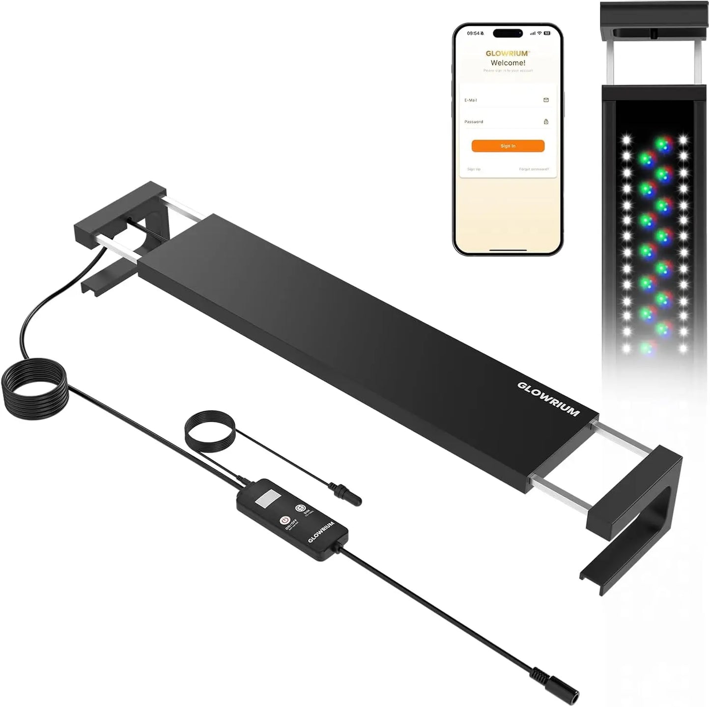 Smart Aquarium Light with WiFi & Bluetooth Control Temperature Sensor for Freshwater Tanks (12-18 in)