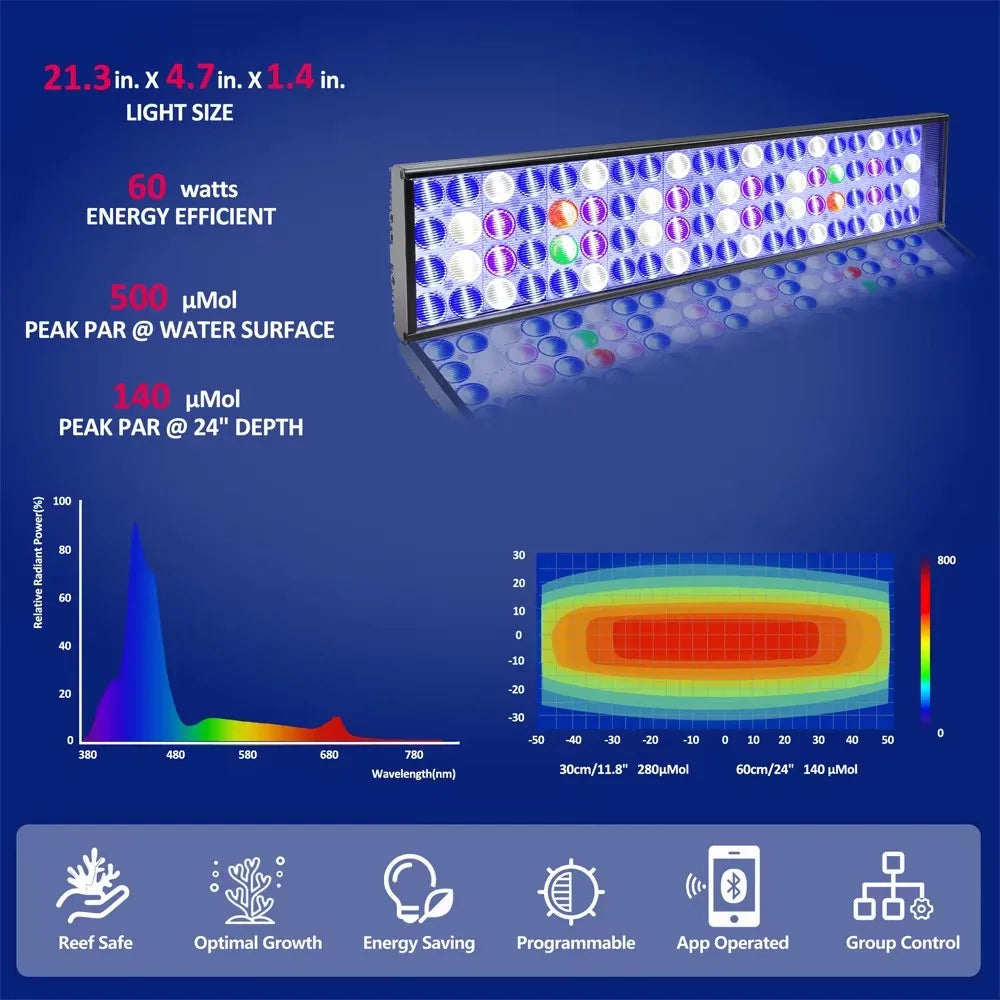 NEW  Led Aquarium Light, Full Spectrum Lamp For 60-240cm Reef Corals Seawater Led  Lights