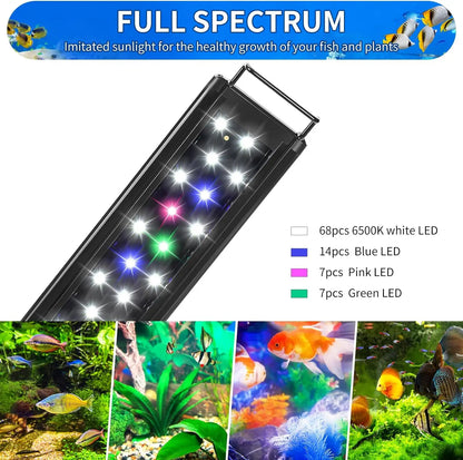LED Aquarium Light Full Spectrum for 48 to 54 Inch Fish Tank with Adjustable Mounts
