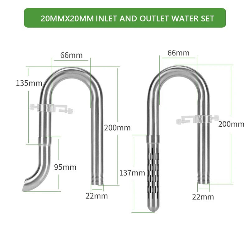 Fish tank inlet and outlet filter stainless steel tube