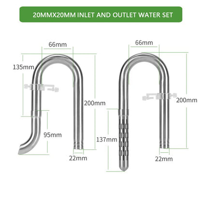 Fish tank inlet and outlet filter stainless steel tube