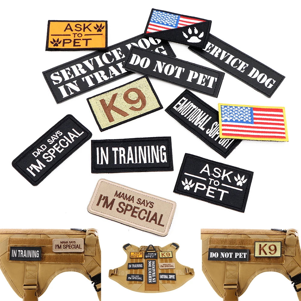 12 Pieces Tactical Patch Bundle For Dog Vest Harness