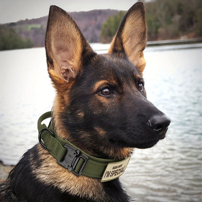 Heavy Duty Tactical Dog Collars with Patch Training  Medium and Large Dogs