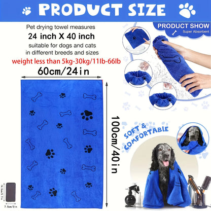 1pc Quick-Drying Microfiber Dog Towel  24 x 40