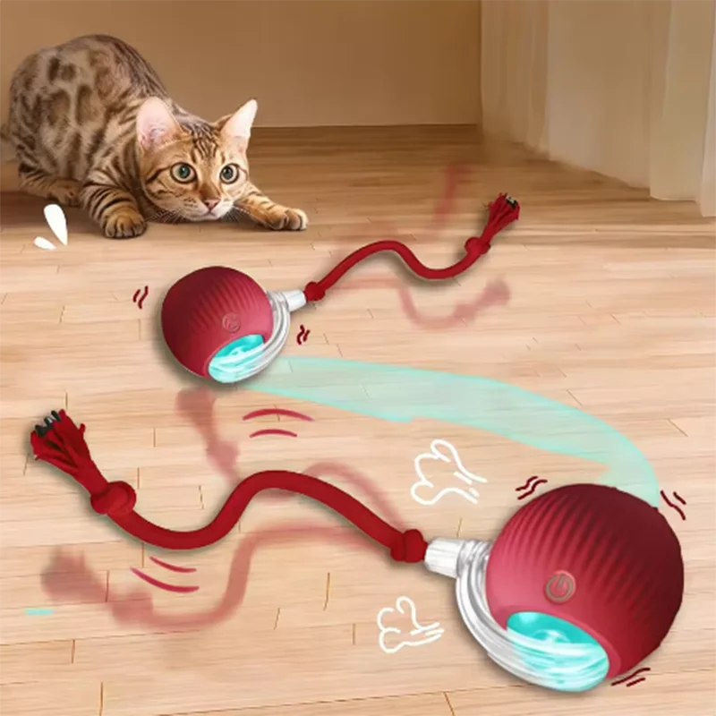 Interactive Self-Play Cat Toys, Automatic Teaser Ball and Rotating