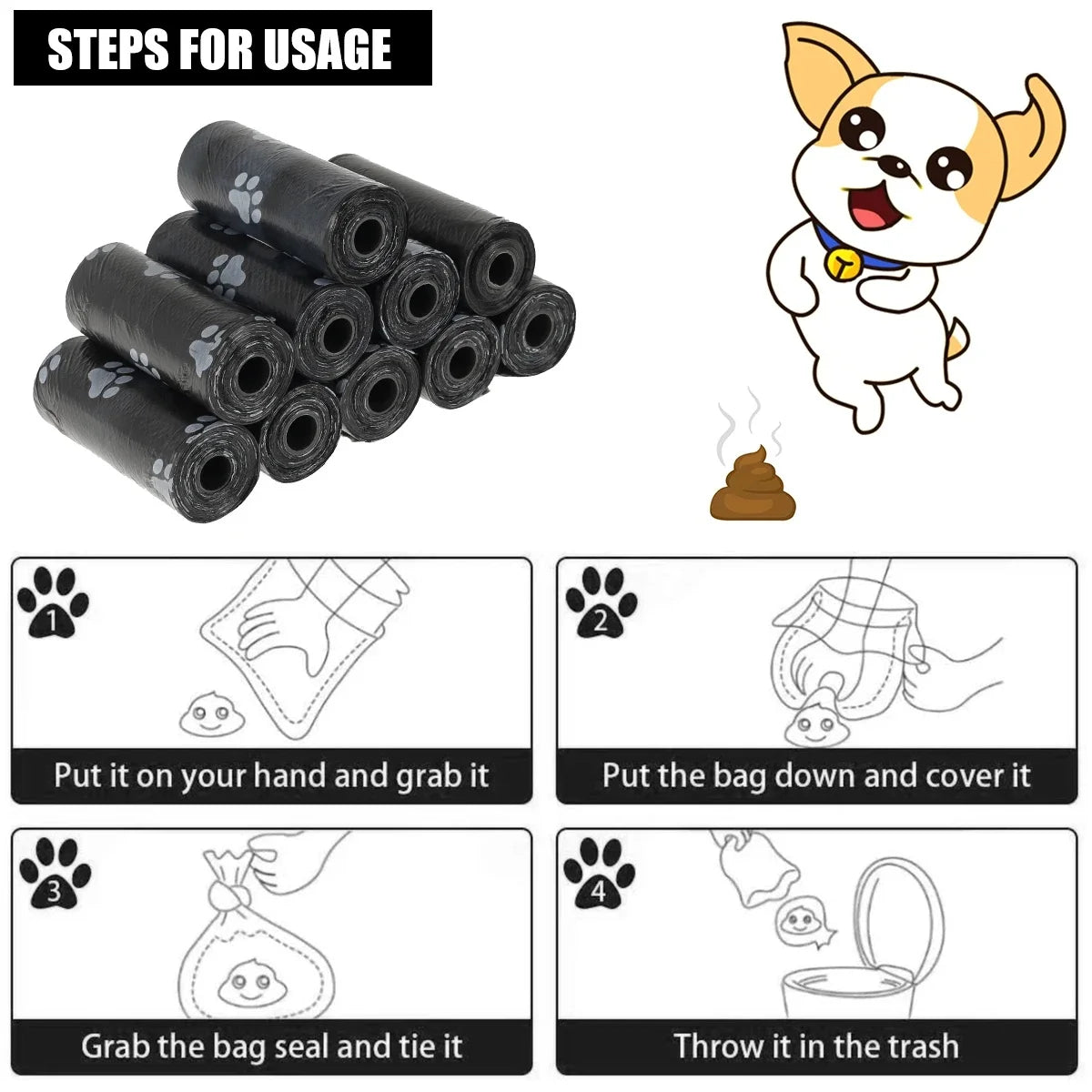 2/40Rolls Pet Dog Bags Dispenser Collector