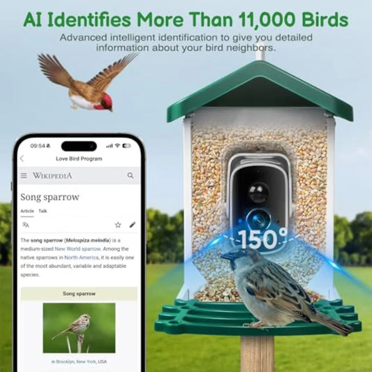Smart Bird Feeder with Camera  Solar Panel