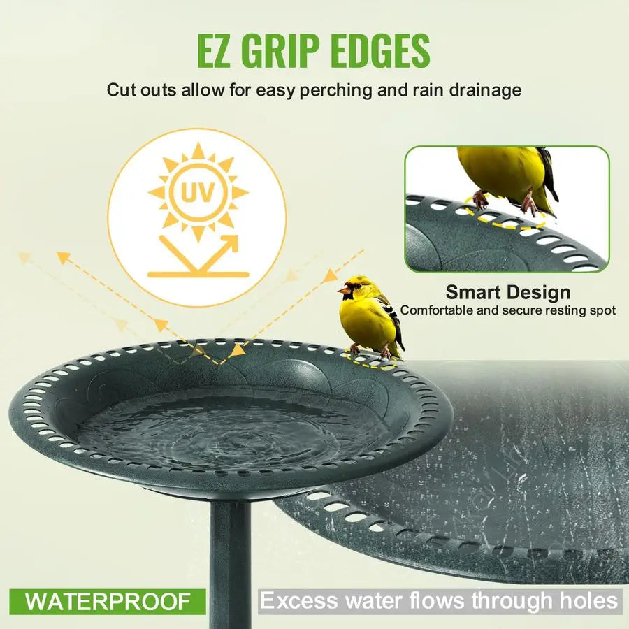 Expressions Outdoor Garden Bird Bath Green Weather Resistant