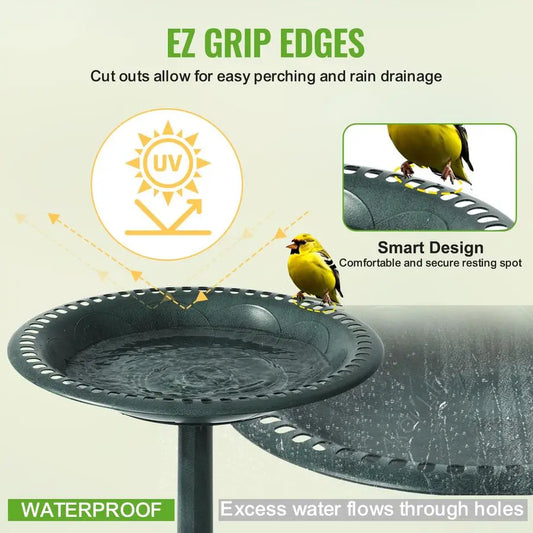 Expressions Outdoor Garden Bird Bath Green Weather Resistant