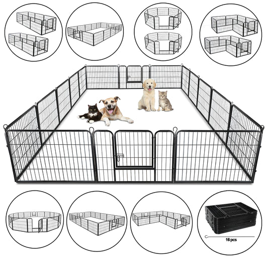 Dog Playpen 16 Panel Foldable Outdoor Yard Camping