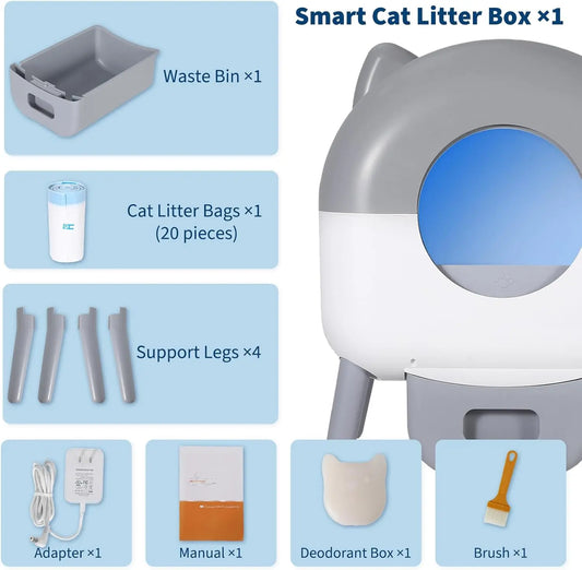Self-Cleaning Cat Litter Box for Multiple Cats Large Capacity –App Control