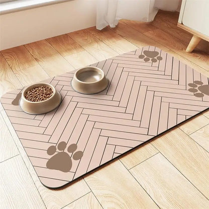 Diatomaceous Mud Absorbent Pet Placemat For Food And Water Bowl With Waterproof Quick-Dry Rubber Backing Non-Slip Home Pet Mat