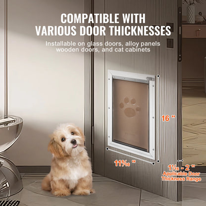 Pet Door Aluminum Frame with Lock and Flap System for Exterior Doors
