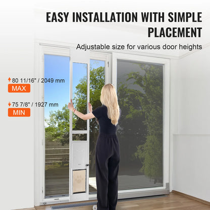 Dog Door Sliding Glass Door Adjustable Height  Tempered Glass