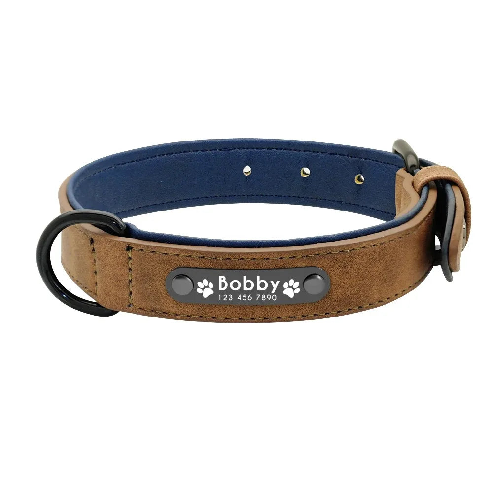 Personalized ID  Dog Collars Leather for Small Medium Large Dogs