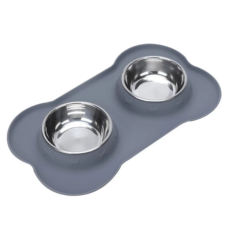 Stainless Steel Feeder Silicone Anti-spill Cats Dog