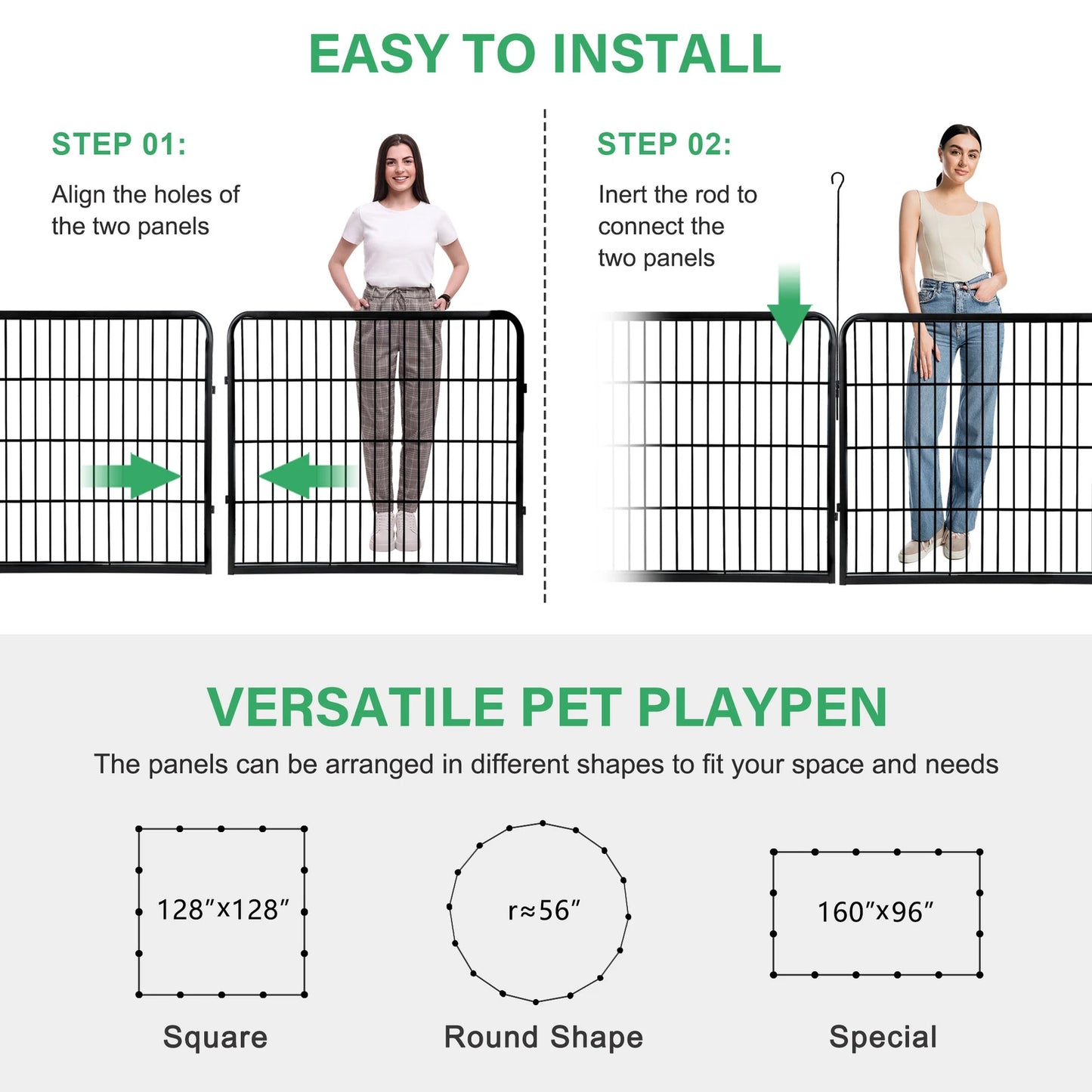 Dog Playpen 16 Panel Foldable Outdoor Yard Camping