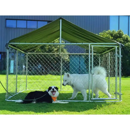 Sturdy Outdoor Dog Kennel - Large Mesh Enclosure with Lock for Pets