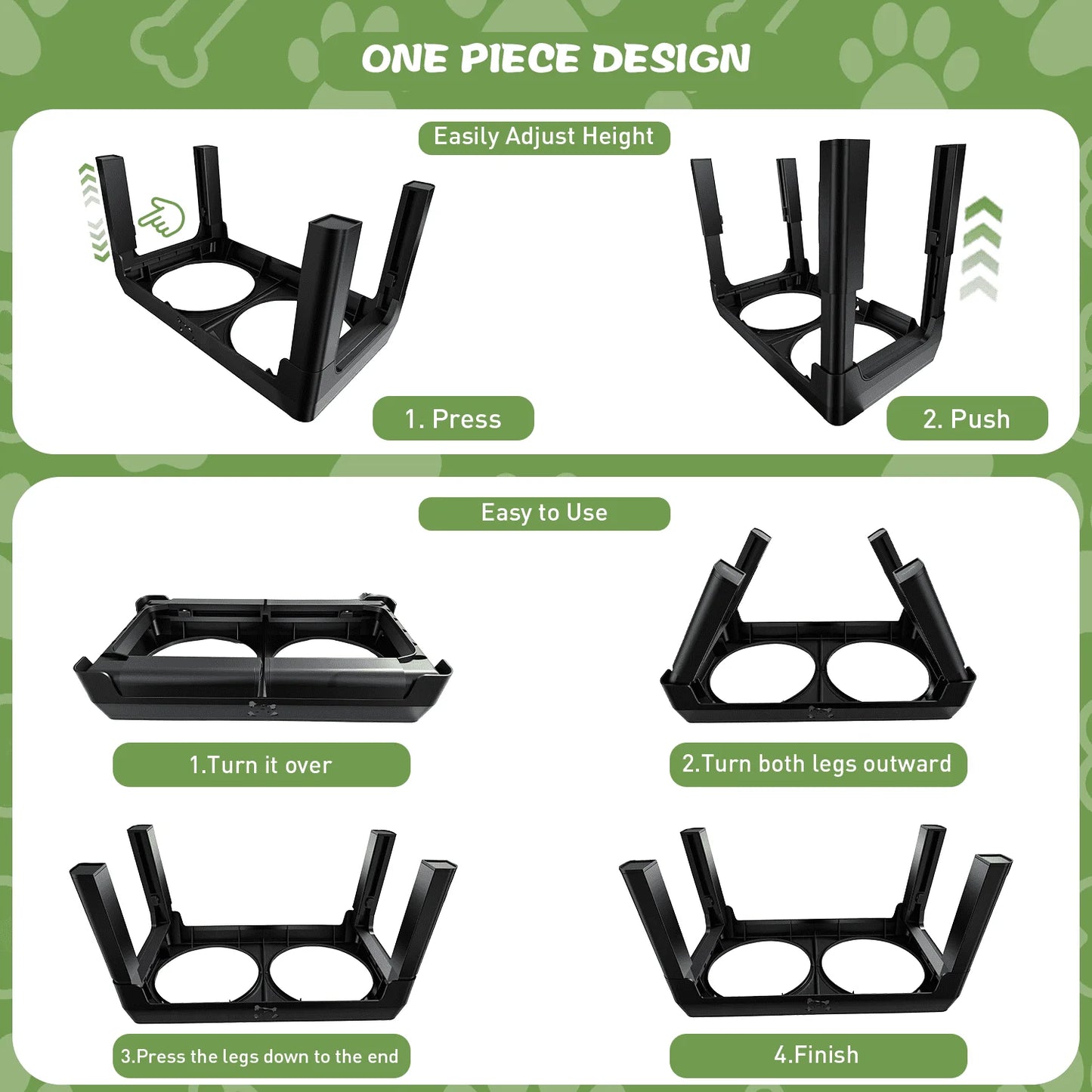 Elevated Dog Bowls - 5 Heights Adjustable 2 Stainless Steel Small Medium Large Dogs Cats