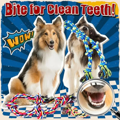 Tough and Strong Dog Toy for Aggressive Chewers Tough Chew Toys for Large Dogs, Ideal for Tug-of-War and Teeth Cleaning, with 3