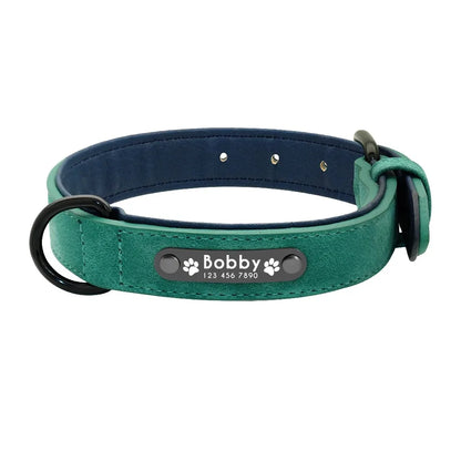 Personalized ID  Dog Collars Leather for Small Medium Large Dogs